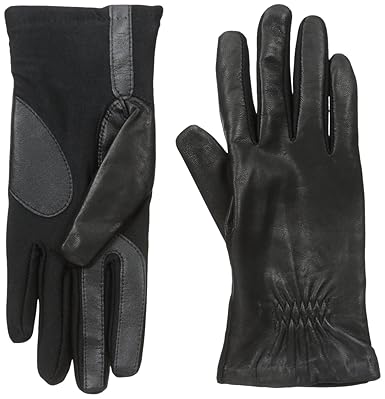 Isotoner Women's Smartouch Stretch Leather Glove with Partial Back Gather