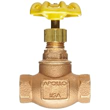Apollo 121T-LF Series Bronze Globe Valve, Potable Water Service, Class 125, Inline, Threaded Bonnet, Bronze Seat, NPT Female