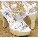 RSN Retro 50's Style Slingback Patent Raffia Chunky Heel Platform Pumps Shoes