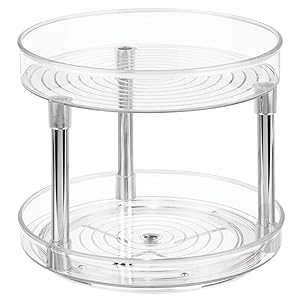 Mdesign 2 Tier Lazy Susan Turntable Food Storage Container For