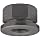 12L14 Steel Flange Nut, Black Oxide Finish, Metric Coarse 6H Threads, 1/4"-28 Thread Size, 3/8" Width Across Flats, Pack Of 5