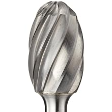 PFERD Oval Carbide Bur, Uncoated (Bright) Finish, Fine Single Cut, Radius End, 1/8" Shank, 1/8" Head Diameter, 7/32" Head Length (SE-41)