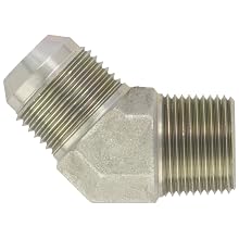 EATON Aeroquip 2023-12-12S 45 Degree Male Elbow, JIC 37° & NPT End Types, Carbon Steel, 3/4 JIC(m) x 3/4 NPT(m) End Size, 3/4" Tube OD, 3/4" Male Pipe Size