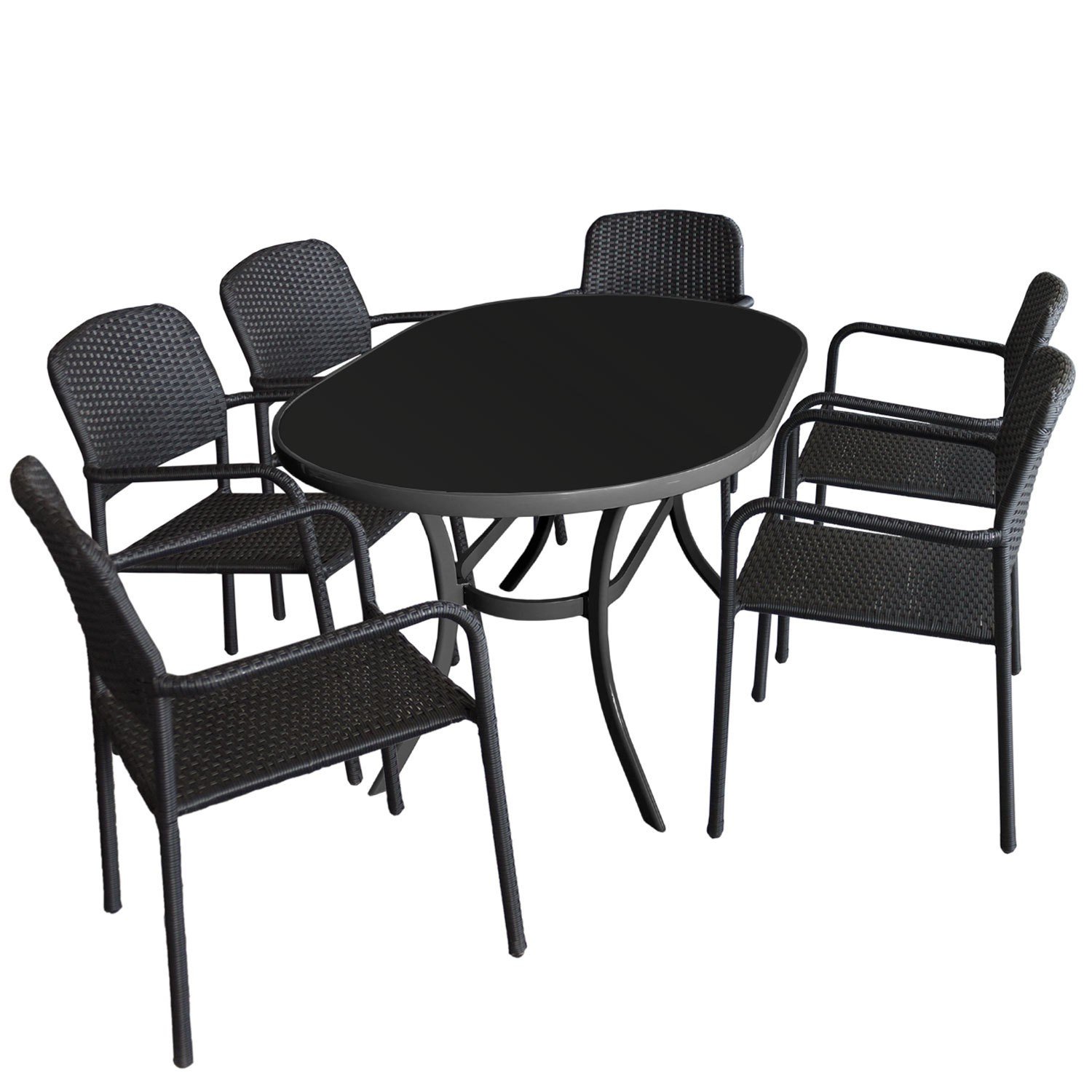 Aluminium Glastisch Gartentisch oval 140x90cm Balkontisch