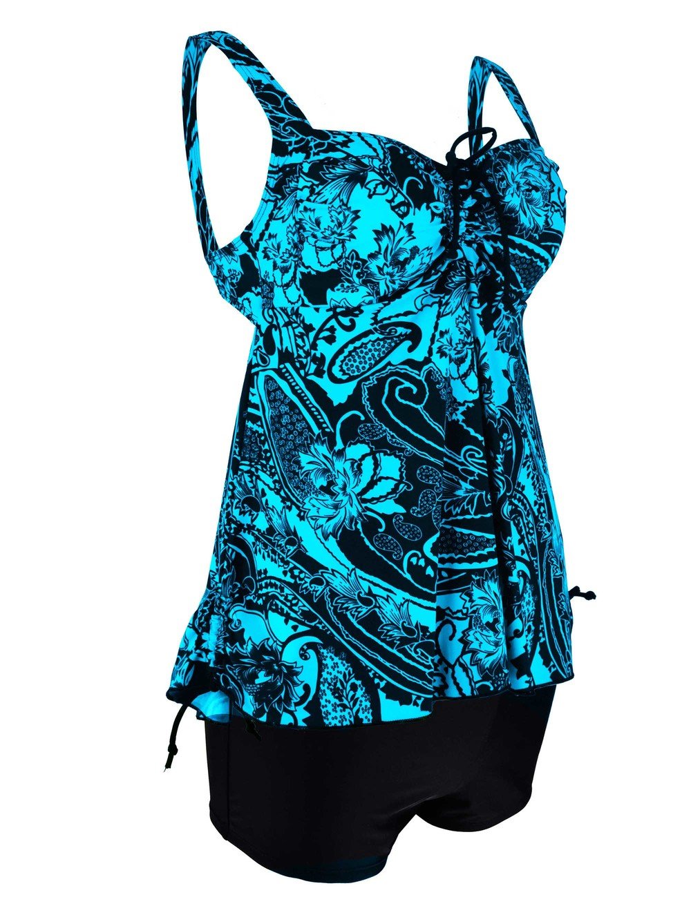 Nonwe Women's Retro Vintage Floral Printed Two Piece Plus Size