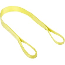 Mazzella EE1 Nylon Web Sling, Eye-and-Eye, Yellow, 1 Ply, Flat Eyes, Vertical Load Capacity