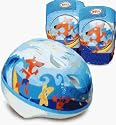 Bell Toddler Boy's Bicycle Helmet, Knee Pads, and Elbow Pads Value Pack (Blue Hang 10)