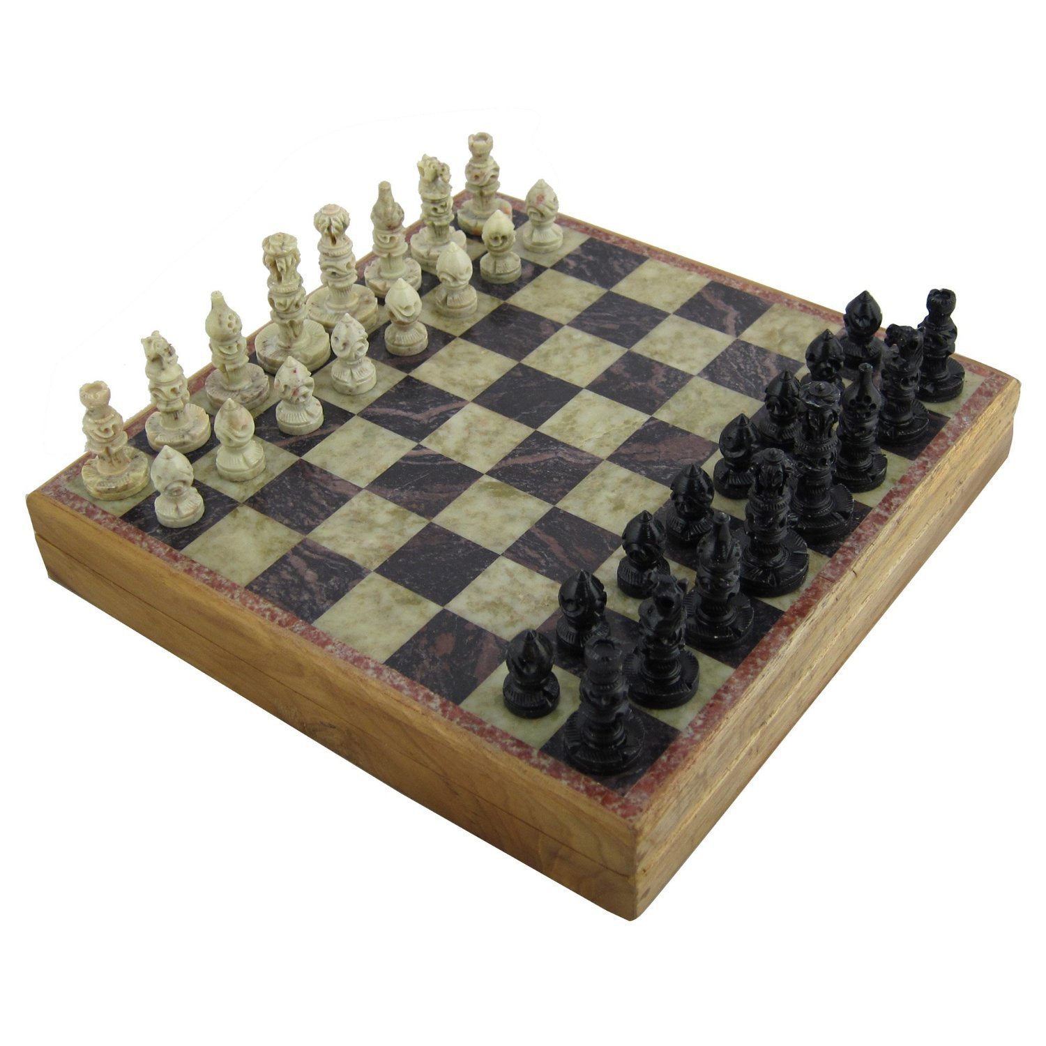 Unique Stone Chess Sets and Board with Storage Box 12 Inches X 12 Inches