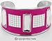 PUNK ROCK ENAMEL CUFF HOT PINK BRACELET WITH GEM STONES & MIRRORS.