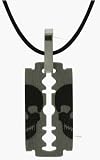 Skull Razor Blade Stainless Steel Pendant with Necklace