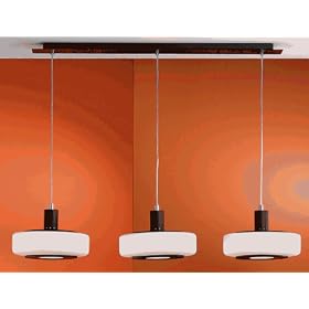 Eglo 88301A Modica, Black and Chrome Opal White, 3-Light Pendant Light Fixture by Eglo