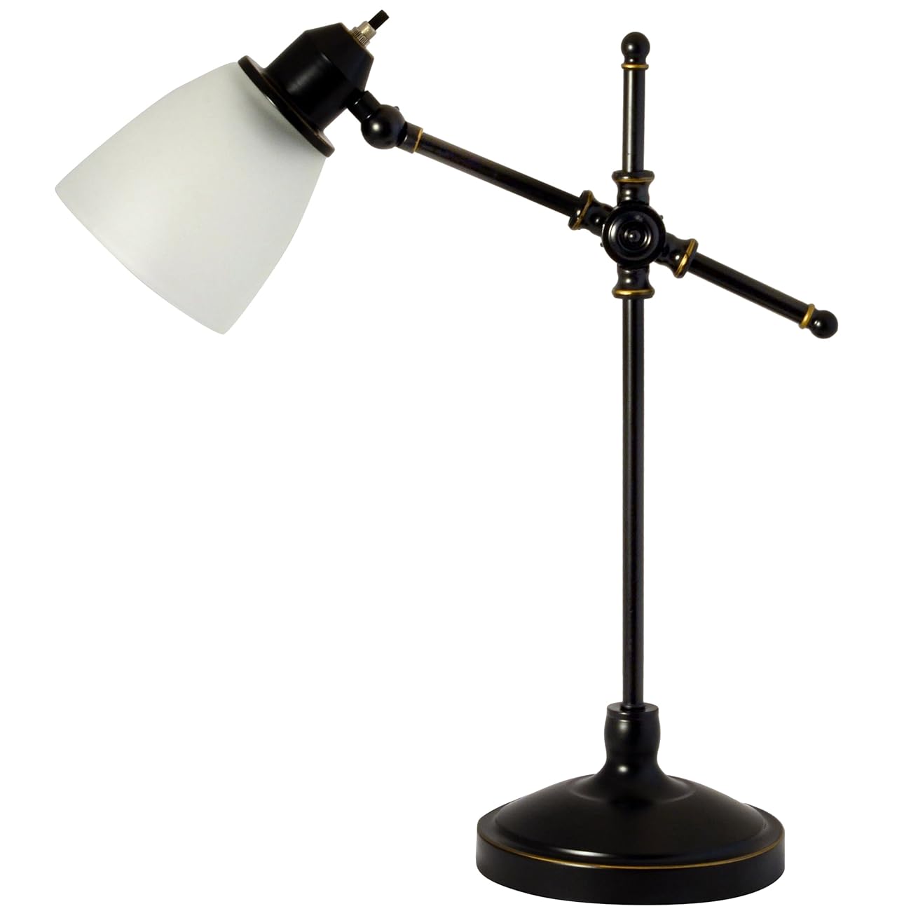 Light Accents Antique Style Desk Lamp with Black with Gold Trim and