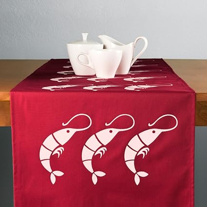 Runner Table Eco Green Wabisabi table runner Fabric Shrimp Red by coastal christmas Modern Friendly Runner Table Eco Green Wabisabi table runner Fabric Shrimp Red by coastal christmas Modern Friendly