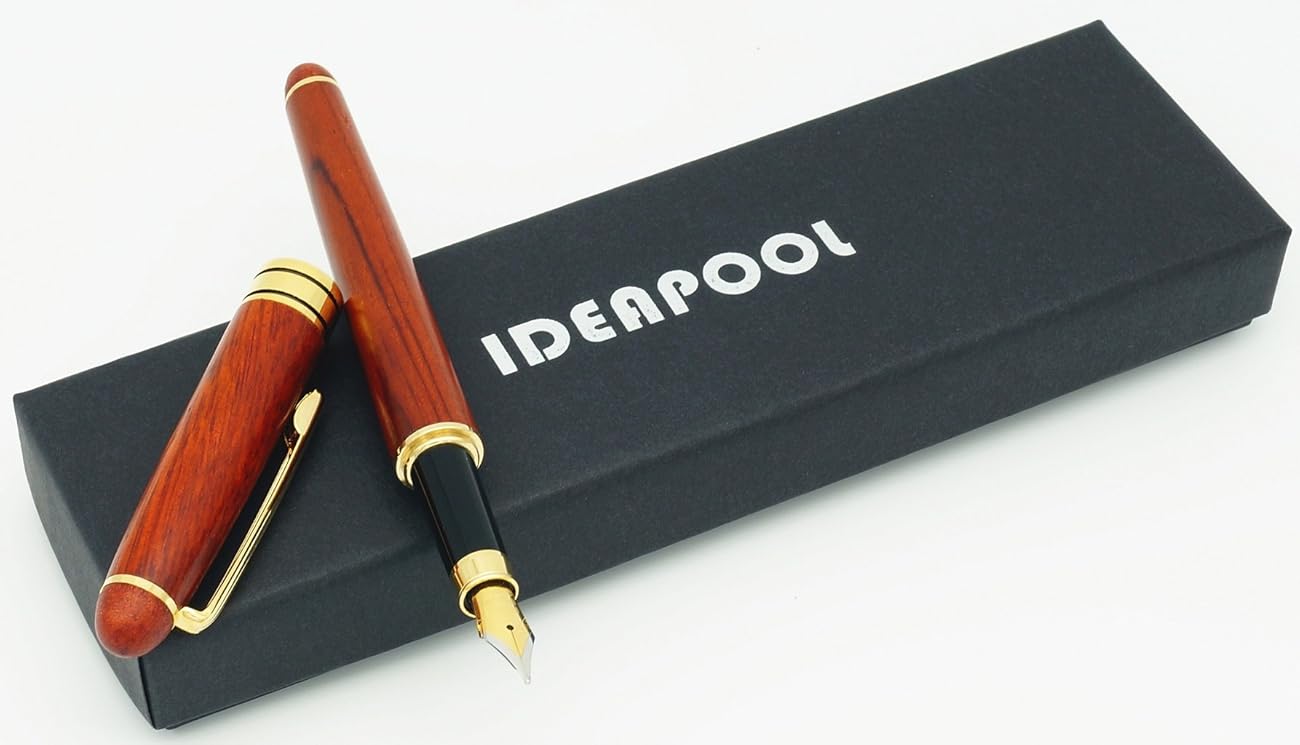 IDEAPOOL - Natural Handcrafted Rosewood Fountain Pen with Ink Refill Converter，Fashion Elegant Gift for Signature Calligraphy Executive Business - No Ink (1-PACK-ROSEWOOD) 4