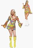 Adult Retro Hippie Go-Go Halloween Costume Dress with Matching Scarf in Regular and Plus Sizes by Leg Avenue