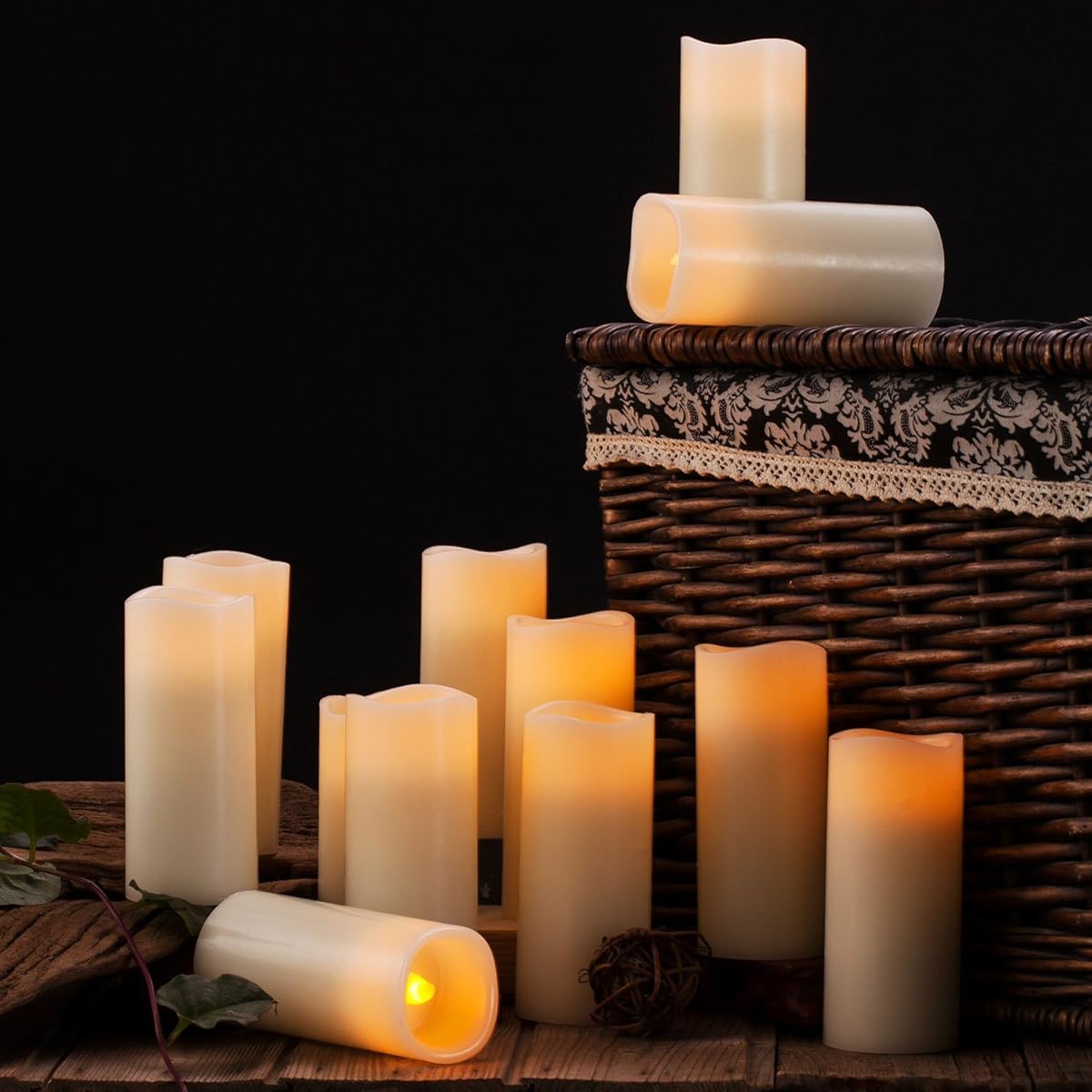 Enpornk Flameless Candles Battery Operated LED Pillar Real Wax