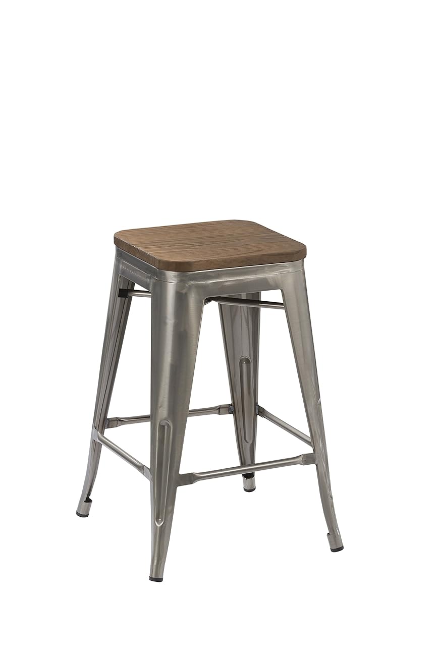 BTEXPERT 30inch Industrial Stackable Tabouret Vintage Antique Rustic