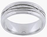 14K. White Gold Machine Carved Comfort Fit Wedding Band Ring