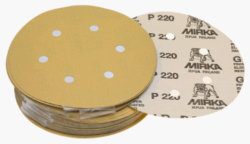 Mirka 23-624-120  6  6-Hole 120 Grit Dustless Hook & Loop Sanding Discs - 50 Pack
