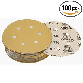 Mirka 23-378-100 6"  6-Hole 100 Grit Dustless Adhesive Sanding Discs - 100 Pack