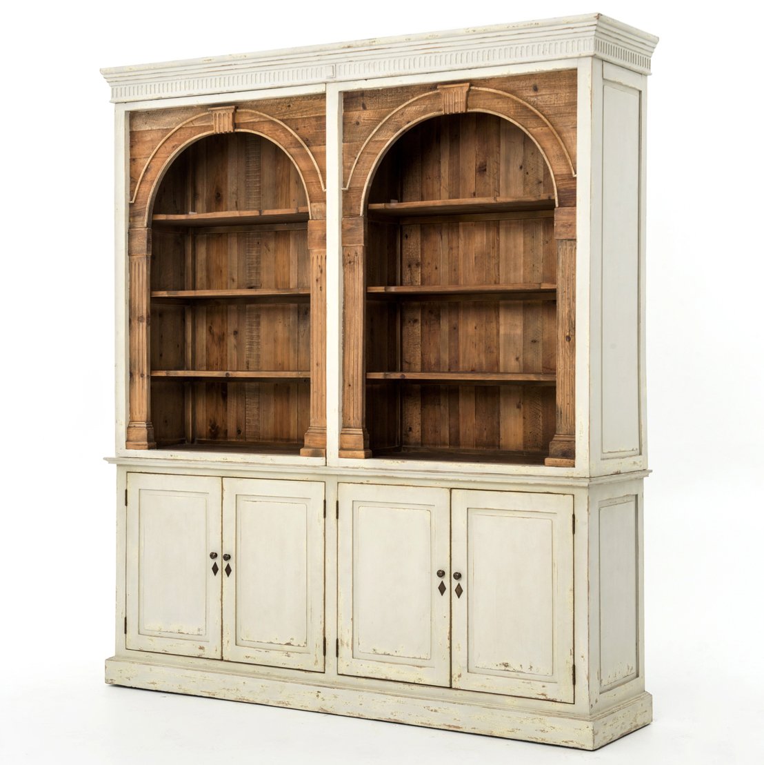 Laurine French Country Rustic Ivory Arch Wood