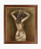 Art Reproduction Oil Painting - Nude Figures: Evening in the Islands with Verona Cafe - Coffee Brown Patina Finish - Standard 20x24 - Hand Painted Framed Canvas Art