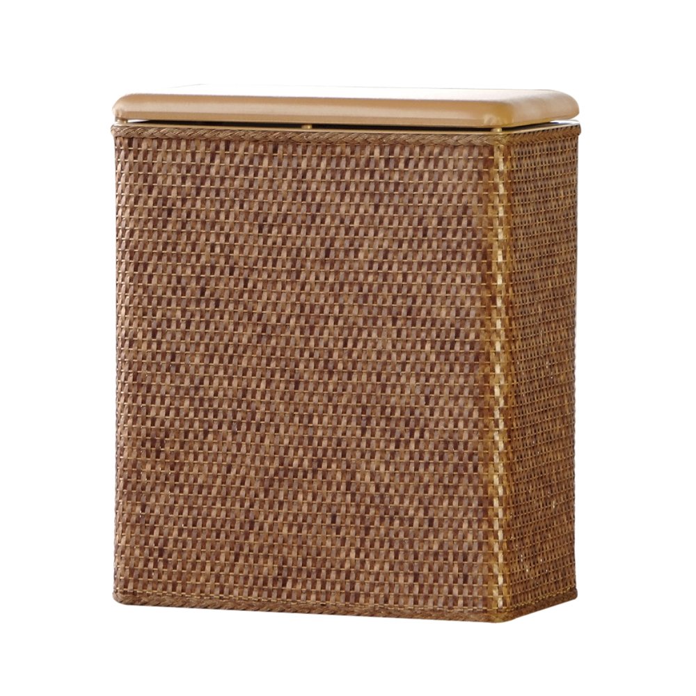 Padded Wicker Hamper Upright Bathroom Clothes Sorter Storage Bin