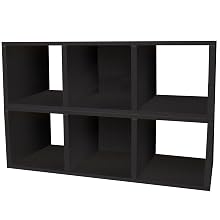 Way Basics zBoard Eco 3 Cubby Storage Bench Stackable, Black Wood Grain