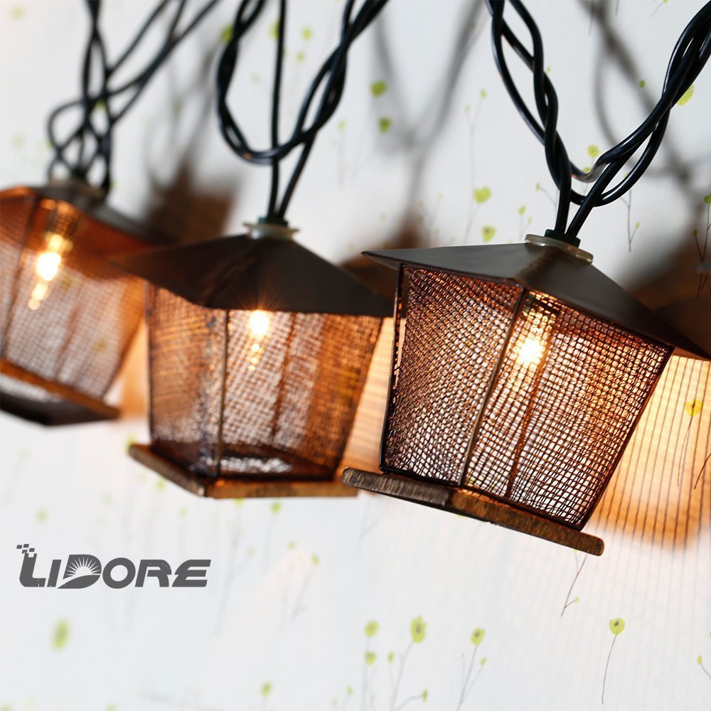 LIDORE 10 Counts Vintage Bronze Iron Nets Lanterns Plugin String