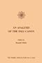 An Analysis of the Pali Canon