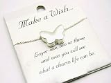 Beautiful Make A Wish Inspirational Silver 3d Butterfly Charm Necklace Silver Tone