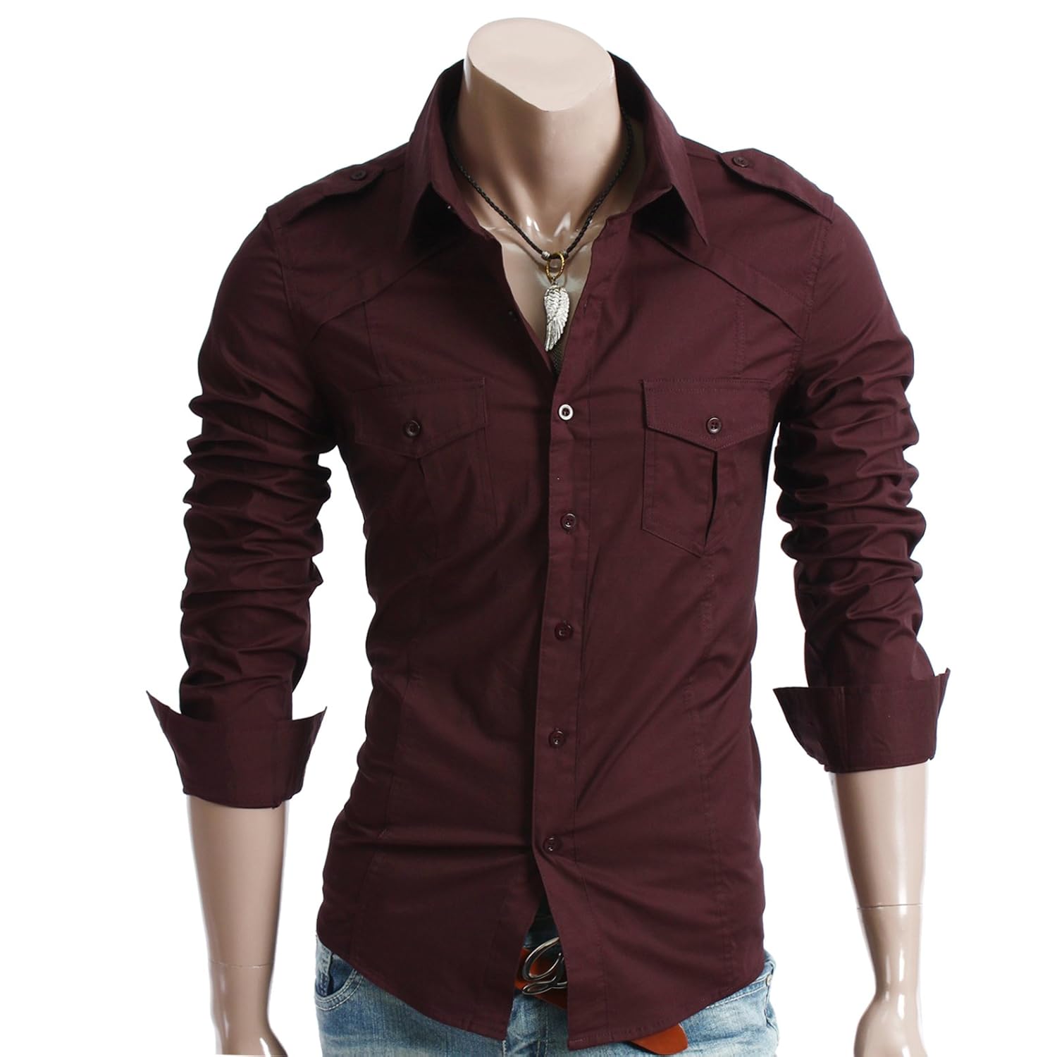 Doublju Mens Casual Shoulder Strap Shirts (CXJL) Mens shirt dress, Stylish mens outfits