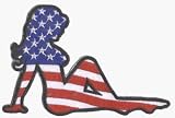 Mudflap Girl / Trucker Babe USA Flag (legs to right) Embroidered Iron On or Sew On Patch