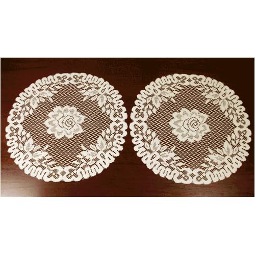 Beige Vienna Lace Doilies and Furniture Scarves, 15 Inch