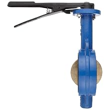 Dixon BBFVW400 Ductile Iron Wafer Style Butterfly Valve with Aluminum Bronze Disc and Buna-N liner, 4" Size, 200 psi Pressure