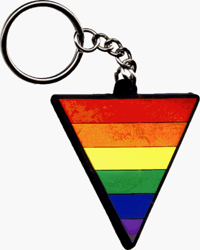Click here to buy Rainbow Gay Pride Triangle Rubber Keychain.