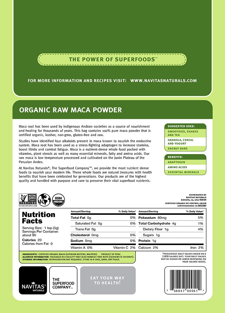 Amazon.com : Navitas Naturals Organic Raw Maca Powder, 1 Pound ...