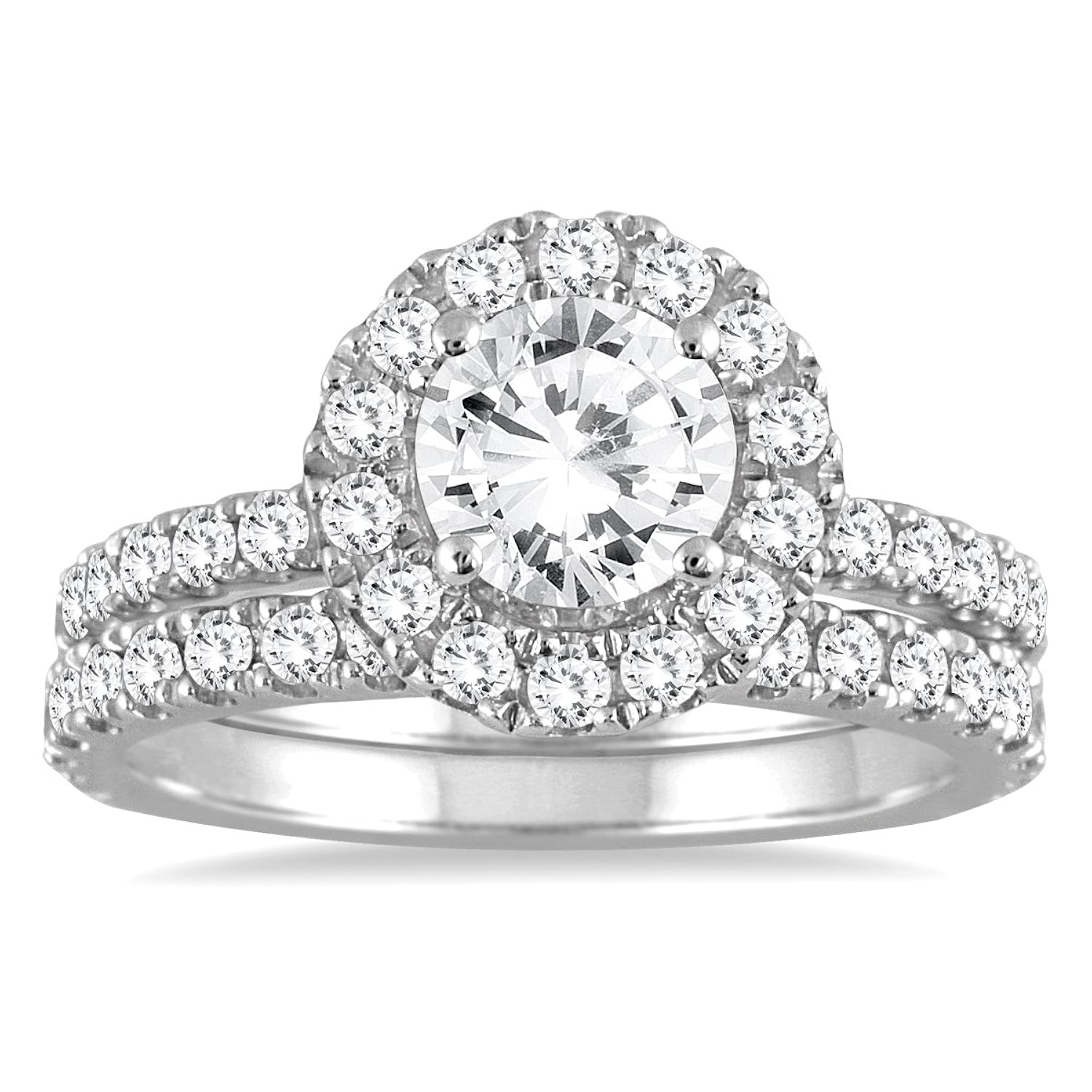 2 Carat Diamond Halo Bridal Set in 14K White Gold
2 Carat Diamond Halo Bridal Set in 14K White Gold
