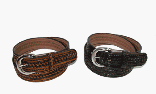 1 1/2 inch Western Embossed Leather Belt with Removable Buckle by Classic Look