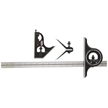 Starrett 434-18-4R Forged, Hardened Square, Center And Reversible Protractor Heads With Blade Combination Set, Smooth Black Enamel Finish, 4R Graduation, 18" Size