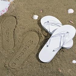 2 Pairs Just Married Flip Flops for Bride and Groom
