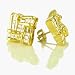 14k Gold Plated Silver Cubic Zirconia CZ Hand Set 16MM Stud Earrings