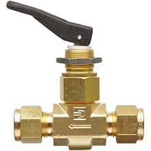 Parker VQ Series Brass Toggle Valve, Inline, Toggle Handle, PTFE Stem, CPI Compression Fitting