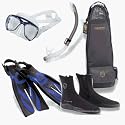 Tusa Split Fin Package w/Mask, Fins, Snorkel, Boots, Bag ( C: Shark Silver Mask (M-26SS) S: Men 5/Women 6 (AKBT338) )