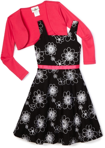 Rare Editions Girls 7-16 Embroidered Dress with Shrug