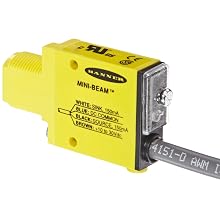 Banner SM312LP Mini Beam DC Photoelectric Sensor, Polarized Retroreflective Mode, Cable Termination, 3m Sensing Range, 2m Cable Length