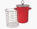 Calypso Basics 3-Quart Asparagus/Vegetable Pot with Porcelain Enamel on Steel, Red
