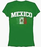 Mexico National Futbol Soccer Team Aged Juniors Size Fitted Girly Vintage Kelly Green T-Shirt Tee, Juniors Medium