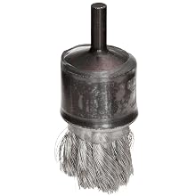 Weiler Wire End Brush, Hollow End, Coated Cup, Round Shank, Stainless Steel 302, Partial Twist Knotted, 1-1/8" Diameter, 0.006" Wire Diameter, 1/4" Shank, 20000 rpm (Pack of 1)