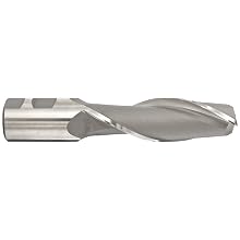 Melin Tool A-L Cobalt Steel Square Nose End Mill, General Purpose, Uncoated (Bright) Finish, Single Cut, 2 Flutes, Center Cutting